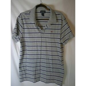 Vintage Polo Jeans Co Ralph Lauren Mens XL Striped Polo Shirt Grey Navy Blue